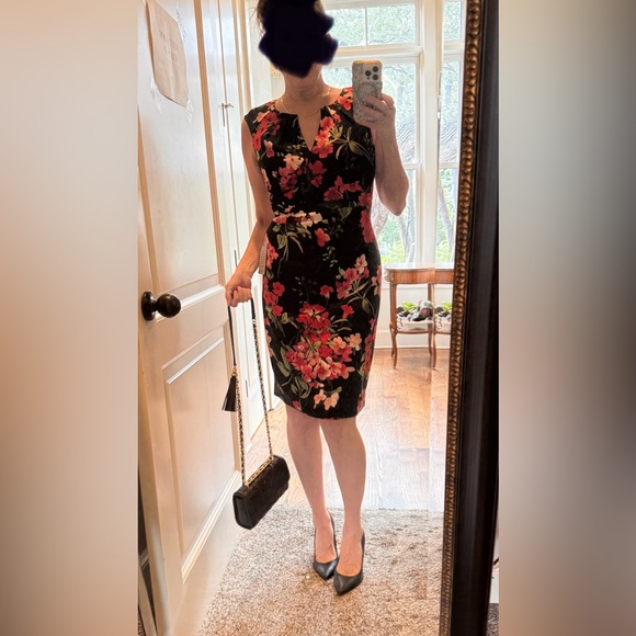 Adrianna Papell Dresses & Skirts - Adrianna Papell Black Dress with Red and Pink Floral Design